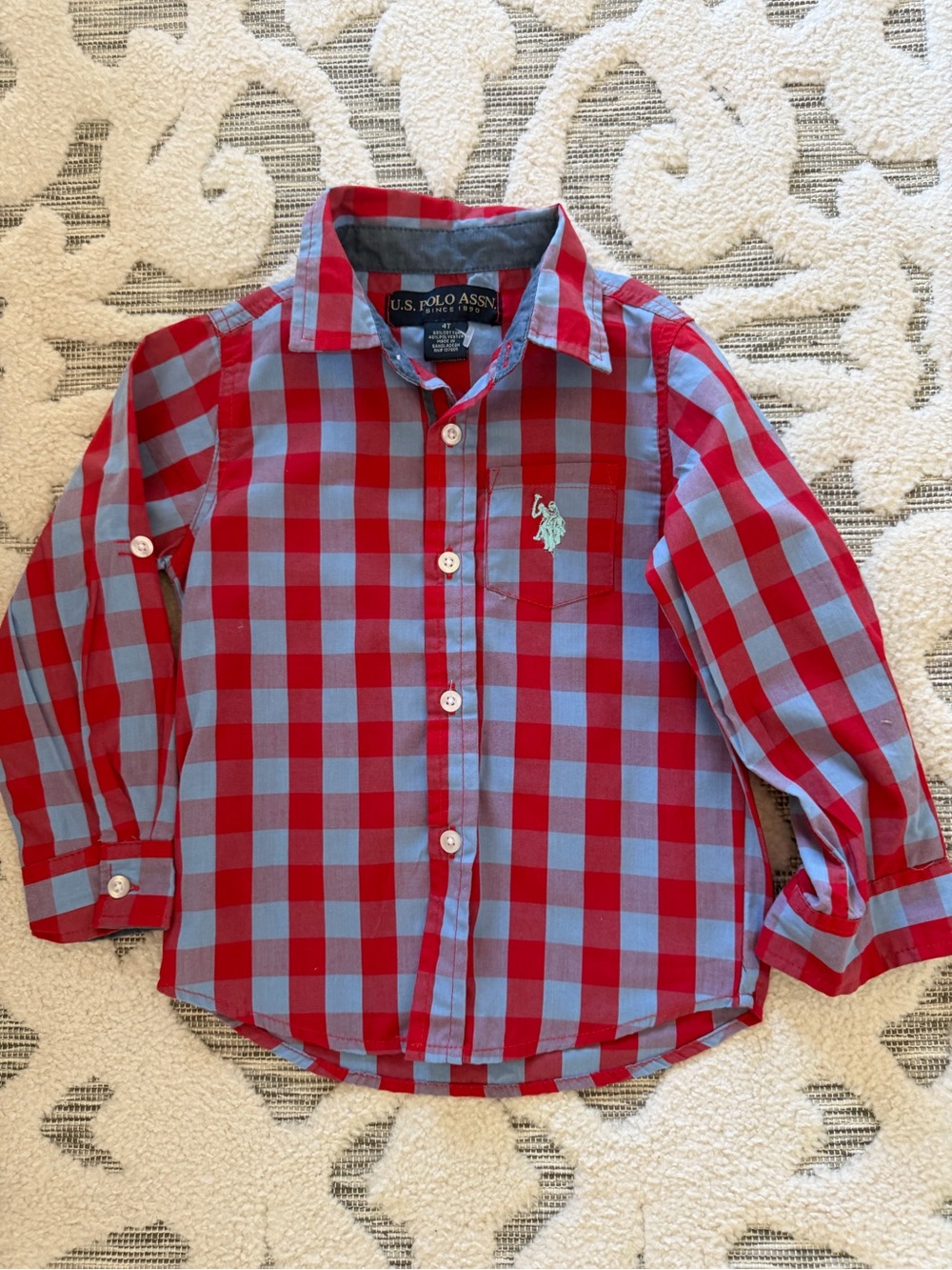 Polo by Ralph Lauren Red and Light Blue Plaid Button-Down Shirt